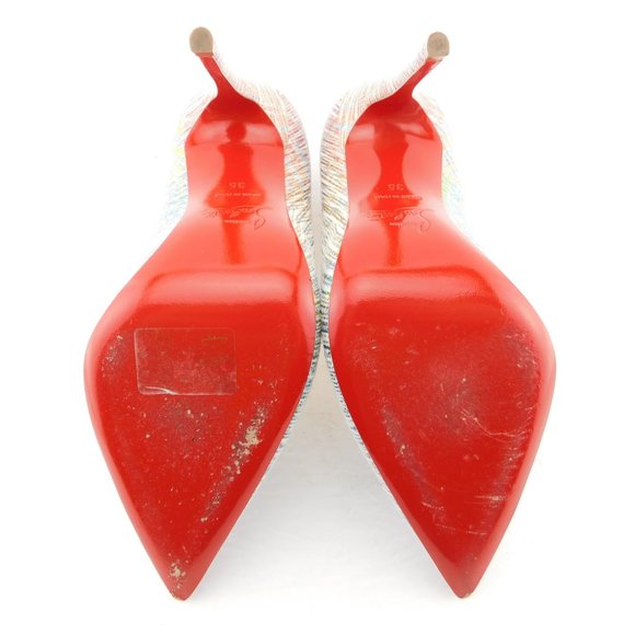 CHRISTIAN LOUBOUTIN Rainbow Multicolor Pastel Textured Leather Heel Pumps 35 - Picture 7 of 9